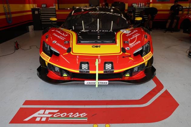 RECORD DATE NOT STATED 51 Alessio Rovera (ITA) Niklas Nielsen (DNK) Tommaso Mosca (ITA), Ferrari 296 GT3 Evo, Team: AF Corse (ITA) in der Box BEL, Motorsport, CrowdStrike 24H Of Spa, Spa-Francorchamps, Circuit Spa-Francorchamps, Belgien, Mittwoch, Parade, 24.06.2026 BEL, Motorsport, CrowdStrike 24H Of Spa, Spa-Francorchamps, Circuit Spa-Francorchamps, Belgien, Mittwoch, Parade, 24.06.2026 Spa-Francorchamps *** 51 Alessio Rovera ITA, Niklas Nielsen DNK, Tommaso Mosca ITA, Ferrari 296 GT3 Evo, Team AF Corse ITA in the pit BEL, Motorsports, CrowdStrike 24H of Spa, Spa-Francorchamps, Spa-Francorchamps Circuit, Belgium, Wednesday, parade, June 24, 2026 BEL, motorsports, CrowdStrike 24H of Spa, Spa-Francorchamps, Spa-Francorchamps Circuit, Belgium, Wednesday, Parade, June 24, 2026, Spa-Francorchamps Copyright: xEibner-Pressefoto JuergenxAugstx EP_JAT