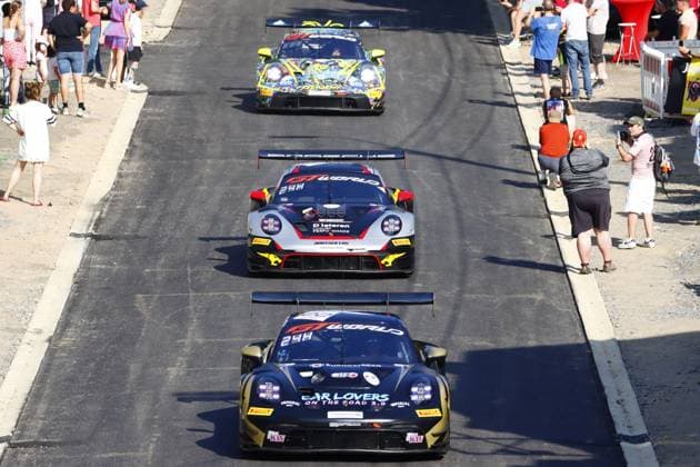 RECORD DATE NOT STATED 22 Laurin Heinrich (GER) Ayhancan Gueven (TUR) Matt Campbel (AUS), Porsche 911 GT3 R Evo, Team: Schumacher CLRT (FRA) und 2 Morris Schuring (NLD) Dorian Boccolacci (ITA) Alessio Picariello (BEL), Porsche 911 GT3 R Evo, Team: Boutsen VDS (BEL) bei der Parade in den Strassen von Spa BEL, Motorsport, CrowdStrike 24H Of Spa, Spa-Francorchamps, Circuit Spa-Francorchamps, Belgien, Mittwoch, Parade, 24.06.2026 BEL, Motorsport, CrowdStrike 24H Of Spa, Spa-Francorchamps, Circuit Spa-Francorchamps, Belgien, Mittwoch, Parade, 24.06.2026 Spa-Francorchamps *** 22 Laurin Heinrich GER, Ayhancan Gueven TUR, Matt Campbell AUS, Porsche 911 GT3 R Evo, Team Schumacher CLRT FRA, and 2 Morris Schuring NLD, Dorian Boccolacci ITA, Alessio Picariello BEL, Porsche 911 GT3 R Evo, Team Boutsen VDS BEL during the parade through the streets of Spa BEL, motorsports, CrowdStrike 24H of Spa, Spa Francorchamps, Spa-Francorchamps Circuit, Belgium, Wednesday, parade, June 24, 2026, BEL, motorsports, CrowdStrike 24H of Spa, Spa-Francorchamps, Spa-Francorchamps Circuit, Belgium, Wednesday, parade, June 24, 2026, Spa-Francorchamps Copyright: xEibner-Pressefoto JuergenxAugstx EP_JAT