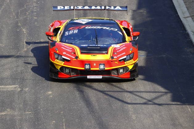 RECORD DATE NOT STATED 50 Lilou Wadoux (ITA) Arthur Leclerc (MON) Sean Gelael (MON), Ferrari 296 GT3 Evo, Team: AF Corse (ITA) bei der Parade in den Strassen von Spa BEL, Motorsport, CrowdStrike 24H Of Spa, Spa-Francorchamps, Circuit Spa-Francorchamps, Belgien, Mittwoch, Parade, 24.06.2026 BEL, Motorsport, CrowdStrike 24H Of Spa, Spa-Francorchamps, Circuit Spa-Francorchamps, Belgien, Mittwoch, Parade, 24.06.2026 Spa-Francorchamps *** 50 Lilou Wadoux ITA Arthur Leclerc MON Sean Gelael MON, Ferrari 296 GT3 Evo, Team AF Corse ITA during the parade through the streets of Spa BEL, Motorsports, CrowdStrike 24H of Spa, Spa Francorchamps, Spa-Francorchamps Circuit, Belgium, Wednesday, parade, June 24, 2026 BEL, motorsports, CrowdStrike 24H of Spa, Spa-Francorchamps, Spa-Francorchamps Circuit, Belgium, Wednesday, parade, June 24, 2026, Spa-Francorchamps Copyright: xEibner-Pressefoto JuergenxAugstx EP_JAT