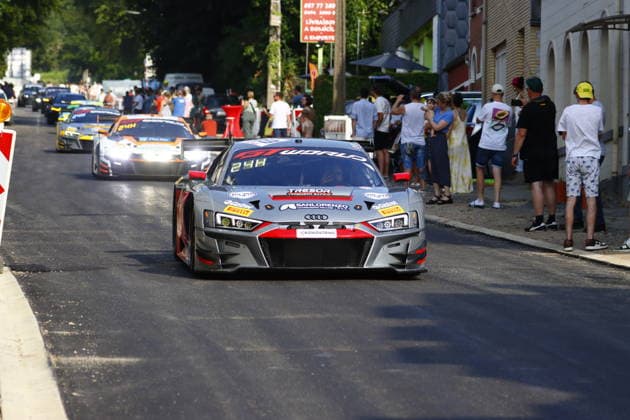 RECORD DATE NOT STATED 99 Dylan Pereira (NLD) Andrea Frassineti (ITA) Alex Aka (GER), Audi R8 LMS GT3 Evo II, Team: Tresor Attempo Racing (GER) bei der Parade in den Strassen von Spa BEL, Motorsport, CrowdStrike 24H Of Spa, Spa-Francorchamps, Circuit Spa-Francorchamps, Belgien, Mittwoch, Parade, 24.06.2026 BEL, Motorsport, CrowdStrike 24H Of Spa, Spa-Francorchamps, Circuit Spa-Francorchamps, Belgien, Mittwoch, Parade, 24.06.2026 Spa-Francorchamps *** 99 Dylan Pereira (NLD), Andrea Frassineti (ITA), Alex Aka (GER), Audi R8 LMS GT3 Evo II, Team Tresor Attempo Racing (GER) during the parade through the streets of Spa (BEL), Motorsports, CrowdStrike 24H of Spa, Spa-Francorchamps, Spa-Francorchamps Circuit, Belgium, Wednesday, parade, June 24, 2026 BEL, motorsports, CrowdStrike 24H of Spa, Spa-Francorchamps, Spa-Francorchamps Circuit, Belgium, Wednesday, parade, June 24, 2026, Spa-Francorchamps Copyright: xEibner-Pressefoto JuergenxAugstx EP_JAT