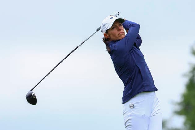 June 25, 2026, Chaska, Minnesota, United States: JOANNA COE watches her drive at hole three. This is the first day of the 2026 KPMG WomenÃ¢â‚¬â ¢s PGA, Golf Herren Championship at Hazeltine National Golf Course in Chaska Minnesota. Chaska United States - ZUMAt166 20260625_zsp_t166_049 Copyright: xMichaelxTurnerx