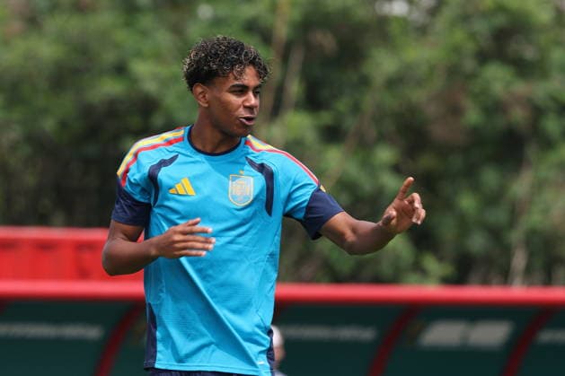 FIFA World Cup, WM, Weltmeisterschaft, Fussball 2026 - Spain s training session Spain s Lamine Yamal attends a training session of the national soccer team at the FIFA World Cup 2026 in Zapopan, Mexico, 25 June 2026. Zapopan Mexico  Copyright: xAlexxCruzx