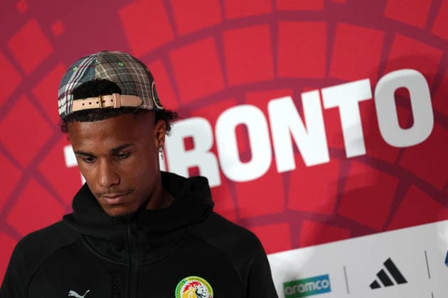 press conference, PK, Pressekonferenz ahead of Senegal v Iraq - 2026 FIFA World Cup, WM, Weltmeisterschaft, Fussball TORONTO, CANADA - JUNE 25 : Ismail Jakobs of Senegal attends a press conference one day ahead of their Group I match against Iraq at the 2026 FIFA World Cup in Toronto, Ontario, Canada on June 25, 2026. Mert Alper Dervis Anadolu Ontario Canada. Editorial use only. Please get in touch for any other usage.  Copyright: x2026xAnadoluxMertxAlperxDervisx