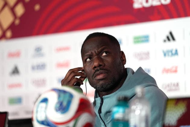 press conference, PK, Pressekonferenz ahead of Senegal v Iraq - 2026 FIFA World Cup, WM, Weltmeisterschaft, Fussball TORONTO, CANADA - JUNE 25 : Head Coach of Senegal Pape Thiaw attends a press conference one day ahead of their Group I match against Iraq at the 2026 FIFA World Cup in Toronto, Ontario, Canada on June 25, 2026. Mert Alper Dervis Anadolu Ontario Canada. Editorial use only. Please get in touch for any other usage.  Copyright: x2026xAnadoluxMertxAlperxDervisx