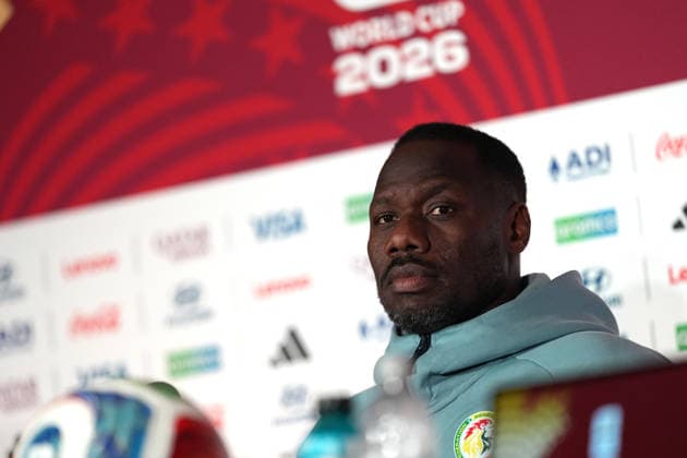 press conference, PK, Pressekonferenz ahead of Senegal v Iraq - 2026 FIFA World Cup, WM, Weltmeisterschaft, Fussball TORONTO, CANADA - JUNE 25 : Head Coach of Senegal Pape Thiaw attends a press conference one day ahead of their Group I match against Iraq at the 2026 FIFA World Cup in Toronto, Ontario, Canada on June 25, 2026. Mert Alper Dervis Anadolu Ontario Canada. Editorial use only. Please get in touch for any other usage.  Copyright: x2026xAnadoluxMertxAlperxDervisx