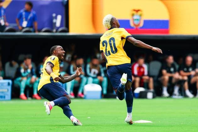 RECORD DATE NOT STATED FIFA World Cup, WM, Weltmeisterschaft, Fussball 2026 - Group E - Ecuador v Germany Nilson Angulo player of Ecuador celebrates his goal during the match between Ecuador and Germany in the third round of Group E of the 2026 FIFA World Cup group stage at New York New Jersey Stadium, in East Rutherford, United States, on Thursday, June 25, 2026.(Foto: William Volcov Brazil Photo Press IMAGO) Sports East Rutherford NJ United States of America Copyright: xWILLIAMxVOLCOVx