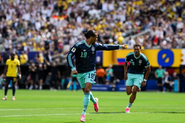 Ecuador v Germany - FIFA World Cup, WM, Weltmeisterschaft, Fussball 2026 Leroy Sane of Germany celebrates aftere scoring the opening goal during the FIFA World Cup 2026 Group E football match between Ecuador and Germany. East Rutherford United States Copyright: xNicolòxCampox