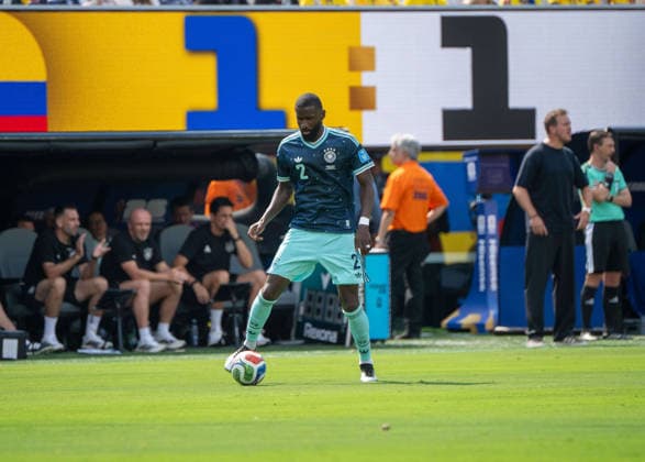 Fußball, Herren, FIFA World Cup, WM, Weltmeisterschaft, Fussball 2026, Spiel in New York New Jersey, Ecuador - Deutschland (Gruppe E, 3. Spieltag), Antonio Rüdiger (Deutschland), 25.06. 2026, *** Soccer, Men s, 2026 FIFA World Cup, Match in New York, New Jersey, Ecuador vs. Germany, Group E, Matchday 3, Antonio Rüdiger (Germany), June 25, 2026, Copyright: xMatthiasxKochx