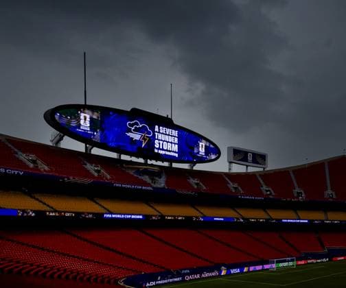 KANSAS - Dark clouds over the stadium ahead of the FIFA 2026 World Cup Group F match between Tunisia and the Netherlands at Kansas City Stadium on June 25, 2026, in Kansas, United States. KOEN VAN WEEL ANP FIFA World Cup, WM, Weltmeisterschaft, Fussball 2026 group stage 2026 xVIxANPxSportx xxANPxIVx 561975866 originalFilename: 561975866.jpg