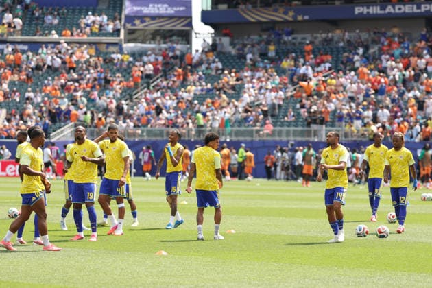 Players of Curacao warm up prior to a Group E match of the 2026 FIFA World Cup, WM, Weltmeisterschaft, Fussball between Curacao and Ivory Coast at Lincoln Financial Field in Philadelphia, USA, 25 June 2026. FIFA World Cup 2026: Group E Curacao - Ivory Coast !ACHTUNG: NUR REDAKTIONELLE NUTZUNG!  Copyright: xDavidxTorox GR4452 20260625-55020711185_1