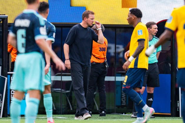 FIFA Fussball Weltmeisterschaft 2026, Gruppe E, Spiel 3, Ecuador vs Deutschand, 25.06.2026, Metlife-Stadion in New Jersey Julian Nagelsmann (Deutschland) unzufrieden unglücklich enttäuscht sauer *** 2026 FIFA World Cup, Group E, Match 3, Ecuador vs. Germany, June 25, 2026, MetLife Stadium in New Jersey Julian Nagelsmann Germany dissatisfied, unhappy, disappointed, angry Copyright: xBahhoxKarax