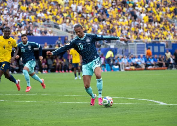Fußball, Herren, FIFA World Cup, WM, Weltmeisterschaft, Fussball 2026, Spiel in New York New Jersey, Ecuador - Deutschland (Gruppe E, 3. Spieltag), Leroy Sane (Deutschland), 25.06. 2026, *** Soccer, Men s, 2026 FIFA World Cup, Match in New York and New Jersey, Ecuador vs. Germany, Group E, Matchday 3, Leroy Sané (Germany), June 25, 2026, Copyright: xMatthiasxKochx