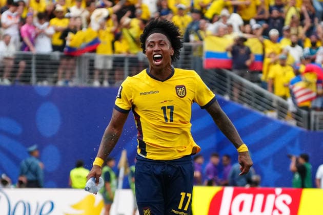 Angelo Preciado (Ecuador, 17) jubelt - New York 25.06.2026: Deutschland vs. Ecuador, MetLife Stadium, World Cup 26 Gruppe E, 3. Spieltag *** Angelo Preciado, Ecuador, 17, celebrates; New York, June 25, 2026; Germany vs. Ecuador, MetLife Stadium, World Cup 26, Group E, Matchday 3