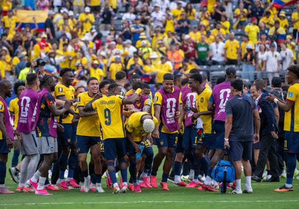 Fußball, Herren, FIFA World Cup, WM, Weltmeisterschaft, Fussball 2026, Spiel in New York New Jersey, Ecuador - Deutschland (Gruppe E, 3. Spieltag), Ecuador jubelt nach Abpfiff, 25.06. 2026, *** Soccer, Men s, 2026 FIFA World Cup, Match in New York, New Jersey, Ecuador vs. Germany, Group E, Matchday 3, Ecuador celebrates after the final whistle, June 25, 2026, Copyright: xMatthiasxKochx