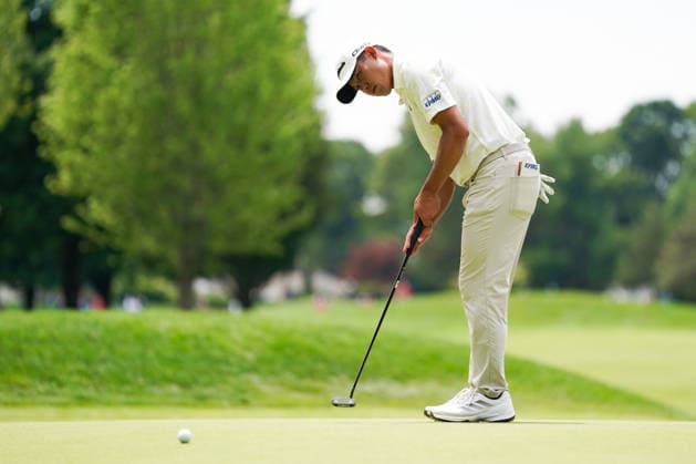 June 25, 2026, Cromwell, Connecticut, USA: Collin Morikawa (USA) putts the 7th green during the first round of the 2026 Travelers Championship at TPC River Highlands. GOLF 2026: Travelers Championship - Round 1  - ZUMAw109 20260625_fap_w109_007 Copyright: xDebbyxWongx
