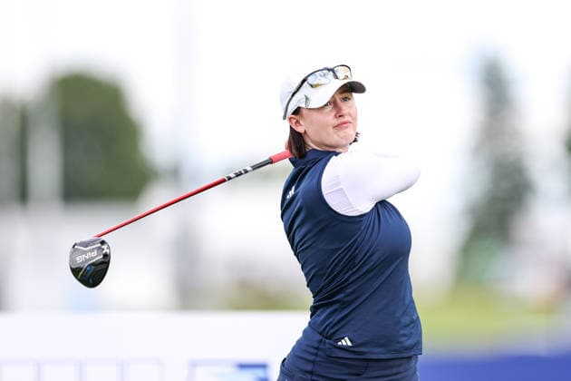 Karis Davidson of Australia hits her tee shot on the ninth tee during the first round of the 2026 KPMG Women s PGA, Golf Herren Championship at Hazeltine National Golf Club on June 25, 2026 in Chaska, Minnesota. CSM. Chaska USA - ZUMAc04_ 20260625_zma_c04_245 Copyright: xStevenxGarciax