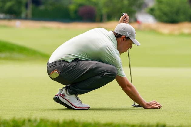 June 25, 2026, Cromwell, Connecticut, USA: Matt Fitzpatrick (ENG) lines up a putt on the 7th green during the first round of the 2026 Travelers Championship at TPC River Highlands. Cromwell USA - ZUMAw109 20260625_fap_w109_013 Copyright: xDebbyxWongx