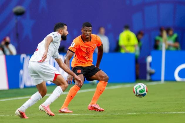 KANSAS CITY, 25-06-2026, Kansas City Stadium, World Cup 2026 Match between Tunesia and The Netherlands. Picture Shows Netherlands player Denzel Dumfries Tunesia - Netherlands (World Cup 2026)  x204648068x Copyright: