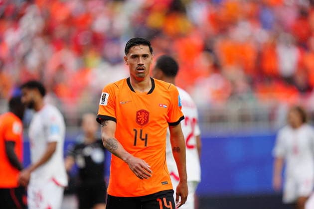 Tunisia v Netherlands - FIFA World Cup, WM, Weltmeisterschaft, Fussball 2026 - Group F KANSAS CITY, UNITED STATES - JUNE 25: Tijjani Reijnders (14) of Netherlands gestures during the 2026 FIFA World Cup First Stage Group F match between Tunisia and Netherlands at Arrowhead Stadium (Kansas City Stadium) in Kansas City, Missouri, United States on June 25, 2026. Hakan Akgun Anadolu Missouri United States. Editorial use only. Please get in touch for any other usage.  Copyright: x2026xAnadoluxHakanxAkgunx
