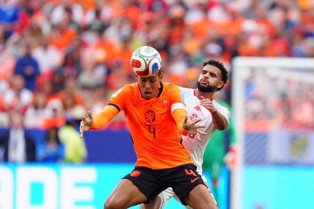 Tunisia v Netherlands - FIFA World Cup, WM, Weltmeisterschaft, Fussball 2026 - Group F KANSAS CITY, UNITED STATES - JUNE 25: Virgil Van Dijk (4) of Netherlands in action during the 2026 FIFA World Cup First Stage Group F match between Tunisia and Netherlands at Arrowhead Stadium (Kansas City Stadium) in Kansas City, Missouri, United States on June 25, 2026. Hakan Akgun Anadolu Missouri United States. Editorial use only. Please get in touch for any other usage.  Copyright: x2026xAnadoluxHakanxAkgunx