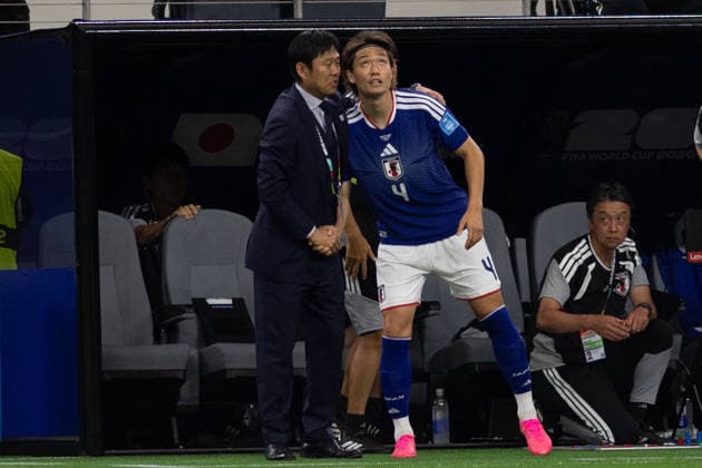 Hajime Moriyasu, head coach of Japan talks with Ko Itakura of Japan during the FIFA World Cup, WM, Weltmeisterschaft, Fussball 2026 Group F match between Japan and Sweden at Dallas Stadium in Arlington, Texas, United States, on June 25th, 2026. (Photo by Riquelve Nata Sports Press Photo)  Copyright: xRiquelvexNata SportsxPressxPhotox Sportspressphoto_SPR177089