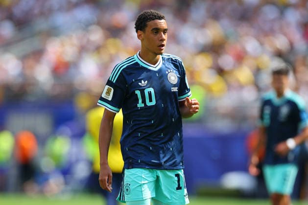 EAST RUTHERFORD, NJ - JUNE 25: Jamal Musiala 10 of Germany during the first half of the FIFA World Cup, WM, Weltmeisterschaft, Fussball 2026 Group E Match between Germany and Ecuador on June 25, 2026 at New York New Jersey Stadium in East Rutherford, New Jersey. (Photo by Rich Graessle Icon Sportswire) SOCCER: JUN 25 FIFA World Cup 26 Group E - Ecuador vs Germany EDITORIAL USE ONLY Icon26062527691