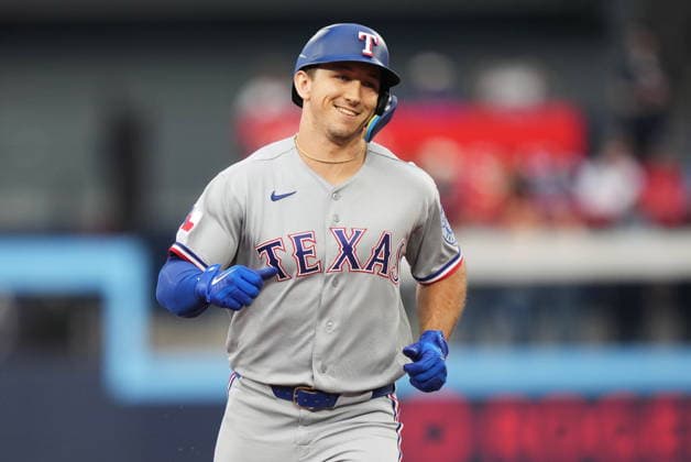 June 25, 2026, Toronto, On, CANADA: Texas Rangers Wyatt Langford (36) rounds the bases after hitting a three-run home run against the Toronto Blue Jays during third inning MLB, Baseball Herren, USA baseball action in Toronto, on Thursday, June 25, 2026. Canada News - June 25, 2026  - ZUMAc35_ 20260625_zaf_c35_110 Copyright: xNathanxDenettex