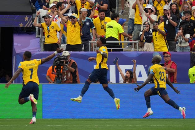 SOCCER - FIFA World Cup, WM, Weltmeisterschaft, Fussball - Group E - Ecuador vs. Germany Photo by IPA ABACAPRESS.COM86066332 - Gonzalo Plata of Ecuador celebrates after scoring a goal during the Group E match between Ecuador and Germany at the FIFA World Cup in New York, USA, on June 25, 2026 New York  Copyright: xIPAxSport ABACAx