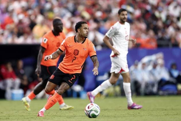 KANSAS - Justin Kluivert or the Netherlands during the FIFA World Cup, WM, Weltmeisterschaft, Fussball 2026 Group F match between Tunisia and the Netherlands at Kansas City Stadium on June 25, 2026, in Kansas, United States. ROBIN VAN LONKHUIJSEN ANP FIFA World Cup 2026 group stage 2026 xVIxANPxSportx xxANPxIVx 561999746 originalFilename: 561999746.jpg