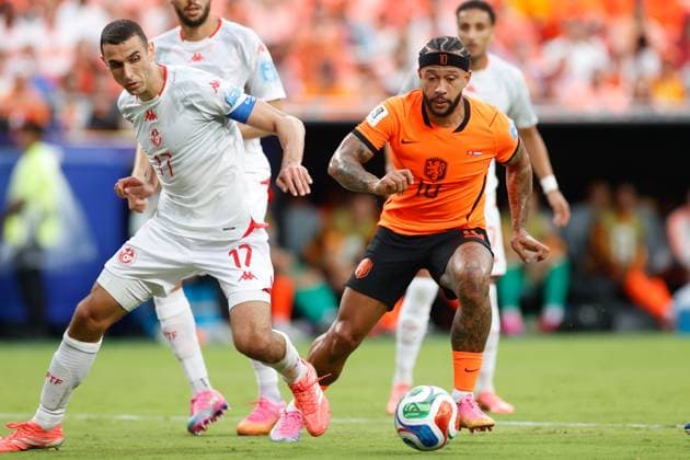 KANSAS CITY, 25-06-2026, Kansas City Stadium, World Cup 2026 Match between Tunesia and The Netherlands. Picture Shows Netherlands player Memphis Depay Tunesia - Netherlands (World Cup 2026)  x204649803x Copyright: