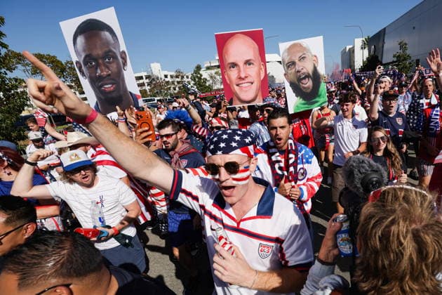 FIFA World Cup, WM, Weltmeisterschaft, Fussball 2026 - Group D - Turkey vs USA USA fans cheer ahead of the FIFA World Cup 2026 group stage match Turkey against USA, in Los Angeles, USA, 25 June 2026. LOS ANGELES United States  Copyright: xCHRISTOPHERxTORRESx