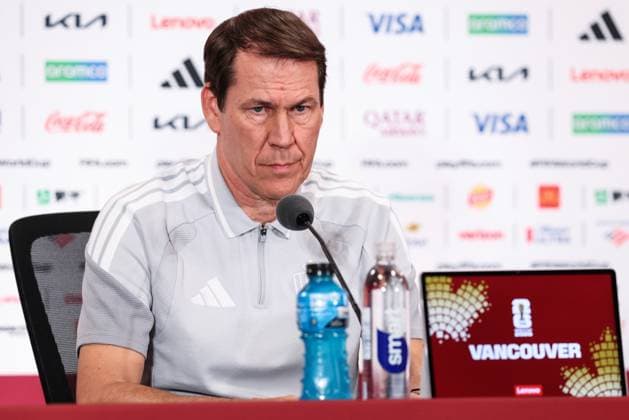 Belgium s head coach Rudi Garcia pictured during a press conference, PK, Pressekonferenz of Belgian national soccer team Red Devils in Vancouver, Canada, on Thursday 25 June 2026. The Rode Duivels-Diables Rouges have two draw games so far and a third game to play on the 27th of June. BRUNOxFAHY  x179294216x