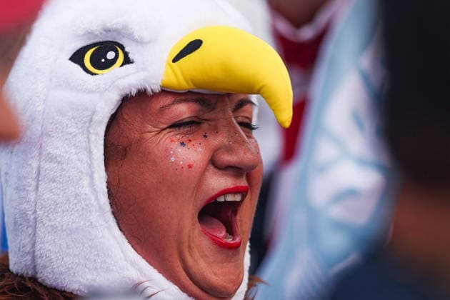 FIFA World Cup, WM, Weltmeisterschaft, Fussball 2026 - Group D - Turkey vs USA epaselect A USA fan cheers ahead of the FIFA World Cup 2026 group stage match Turkey against USA, in Los Angeles, USA, 25 June 2026. LOS ANGELES United States  Copyright: xCHRISTOPHERxTORRESx