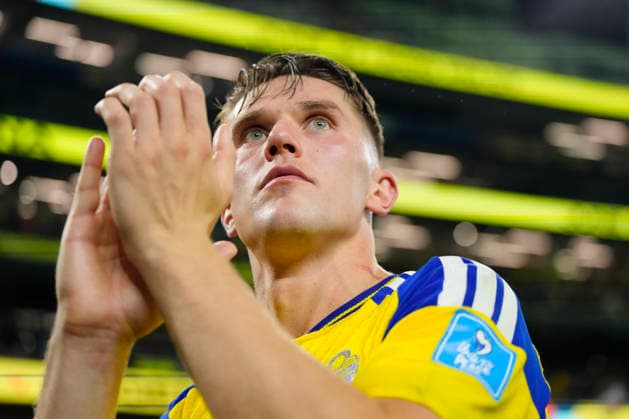 June 25, 2026, Arlington, Texas, United States: Viktor Gyokeres of Sweden greets the supporters during the FIFA World Cup, WM, Weltmeisterschaft, Fussball 2026 Group F match between Japan and Sweden at Dallas Stadium on June 25, 2026 in Dallas, United States. Japan V Sweden: Group F - FIFA World Cup 2026  - ZUMAa181 20260625_zaa_a181_069 Copyright: xJosexBretonx