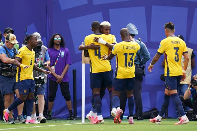 Ecuador v Germany, FIFA World Cup, WM, Weltmeisterschaft, Fussball 2026 Equador forward Nilson Angulo (20) scores a GOAL 1-1 and celebrates during the Ecuador v Germany FIFA WORLD CUP 2026 Group E match at New York New Jersey Stadium, East Rutherford, United States on 25 June 2026 Credit: Eleanor Hoad Every Second Media Editorial use only. All images are copyright Every Second Media Limited. No images may be reproduced without prior permission. Copyright: xIMAGO EveryxSecondxMediax ESM-2050-0007 EleanorxHoadx xEveryxSecondxMediax