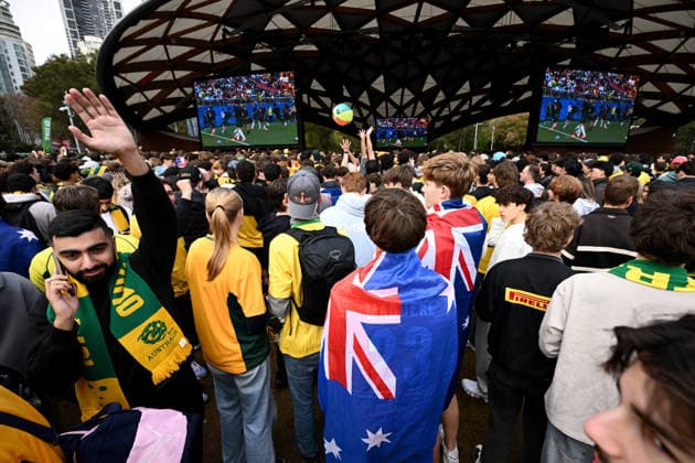 WORLD CUP LIVE SITE SYDNEY, Spectators are seen at a live site during the FIFA World Cup, WM, Weltmeisterschaft, Fussball Group D match between Australia and Paraguay at Tumbalong Park, in Sydney, Friday, June 26, 2026 ( NO ARCHIVING SYDNEY NEW SOUTH WALES AUSTRALIA  Copyright: xDANxHIMBRECHTSx 20260626196651387722