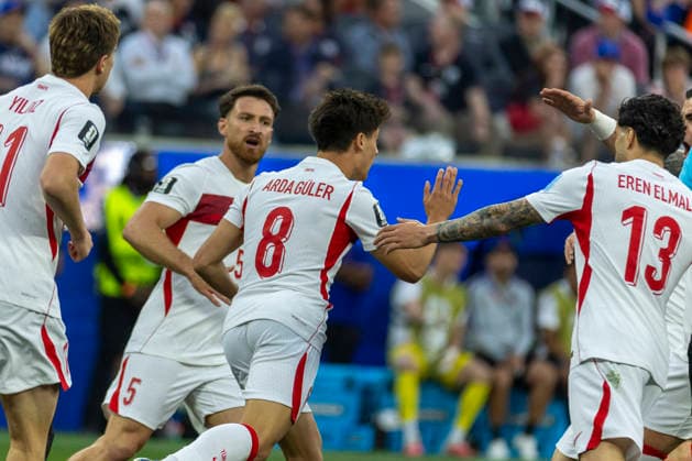 June 25, 2026, Los Angeles, California, USA: Turkey Arda Guler (8) celebrates after scoring against the United States during the FIFA World Cup, WM, Weltmeisterschaft, Fussball Group D soccer match at SoFi Stadium in Inglewood, Calif., Thursday, June 25, 2026. World Cup 2026: United States Vs Turkey  - ZUMAc68_ 20260625_zaf_c68_014 Copyright: xRingoxChiux