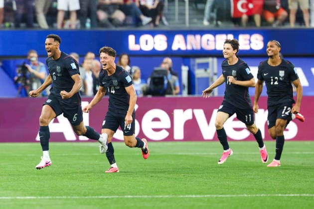 FIFA World Cup, WM, Weltmeisterschaft, Fussball 2026 - Group D - Turkey vs USA United States of America defender Auston Trusty celebrates during the FIFA World Cup 2026 group stage match Turkey against USA, in Los Angeles, USA, 25 June 2026. LOS ANGELES United States  Copyright: xCHRISTOPHERxTORRESx
