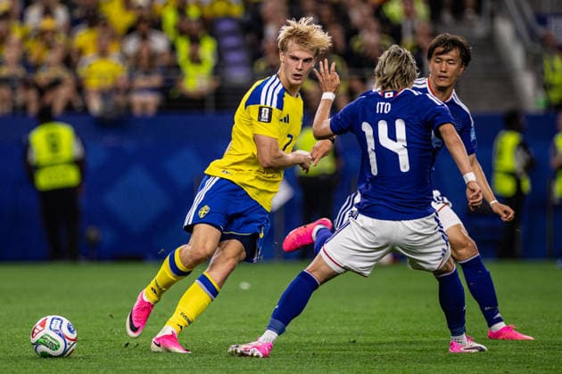 Lucas Bergvall of Sweden during the FIFA World Cup, WM, Weltmeisterschaft, Fussball 2026 Group F match between Japan and Sweden at Dallas Stadium in Arlington, Texas, United States, on June 25th, 2026. (Photo by Riquelve Nata Sports Press Photo)  Copyright: xRiquelvexNata SportsxPressxPhotox Sportspressphoto_SPR177380