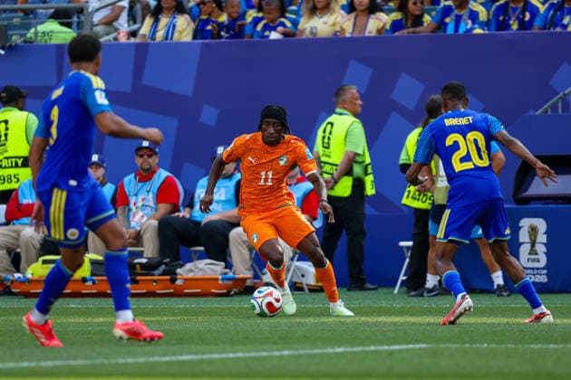 June 25, 2026, Philadelphia, Pennsylvania, USA: YAN DIOMANDE of Cote D Ivoire dribbles the ball during the 2026 FIFA World Cup, WM, Weltmeisterschaft, Fussball Group E match at Philadelphia Stadium in Philadelphia, PA on June 25, 2026. Philadelphia USA - ZUMAm283 20260625_zsp_m283_031 Copyright: xBillyxMyersx