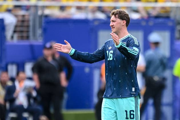 Angelo Stiller (Germany) gestures during the FIFA World Cup, WM, Weltmeisterschaft, Fussball 2026 Group E match between Ecuador and Germany at New York New Jersey Stadium on June 25, 2026 in East Rutherford, United States. (Photo by Harry Langer DeFodi Images) - *** Angelo Stiller of Germany gestures during the 2026 FIFA World Cup Group E match between Ecuador and Germany at New York New Jersey Stadium on June 25, 2026, in East Rutherford, United States. Photo by Harry Langer, DeFodi Images