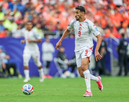 JUNE 25, 2026: Tunisia forward Hazem Mastouri (9) reacts against Netherlands at Kansas City Stadium in Kansas City, MO. CSM FIFA World Cup, WM, Weltmeisterschaft, Fussball 2026: Tunisia Vs Netherlands JUN 25th  - ZUMAc04_ 20260625_zma_c04_379 Copyright: xRomanxPunox