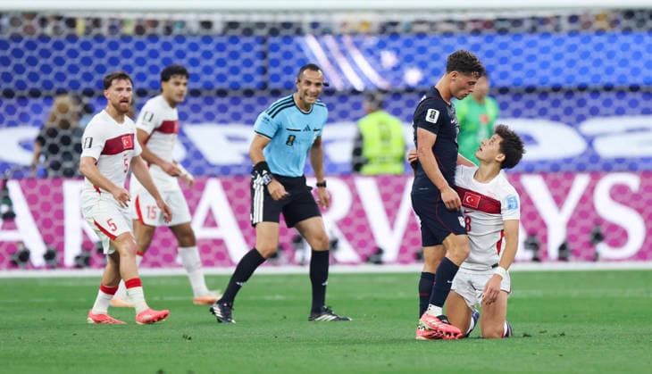 (260626) -- LOS ANGELES, June 26, 2026 -- Sebastian Berhalter (2nd R) of the United States argues with Arda Guler (1st R) of T¨¹rkiye during a group D match between the United States and T¨¹rkiye at the 2026 FIFA World Cup, WM, Weltmeisterschaft, Fussball at Los Angeles Stadium in Los Angeles, the United States, June 25, 2026. ) (SP)U.S.-LOS ANGELES-FOOTBALL-FIFA WORLD CUP-GROUP D-USA VS TUR MaoxSiqian 