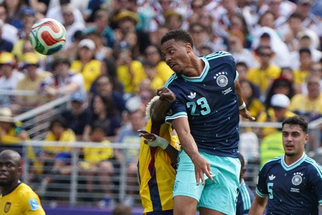 Fussball , Weltmeisterschaft 2026, FIFA WM 2026, Fussball World Cup , Canada USA, Mexico-2026, Ecuador vs Deutschland Ecuador vs Germany Gruppenphase, Gruppen E , 25..06.2026, Metlife Stadium New York-New Jersey Felix Nmecha Deutschland, Germany, GER Aktion Einzelbild, Foto Chai von der Laage FIFA regulations prohibit any use of photographs as image sequences and or quasi-video. EDITORIAL USE ONLY, *** Soccer, 2026 World Cup, FIFA World Cup 2026, Soccer World Cup, Canada, USA, Mexico 2026, Ecuador vs. Germany, Group Stage, Group E, June 25, 2026, MetLife Stadium, New York, New Jersey, Felix Nmecha, Germany, GER, Action, Still Image, Photo by Chai von der Laage. FIFA regulations prohibit any use of photographs as image sequences and or quasi-video. EDITORIAL USE ONLY,