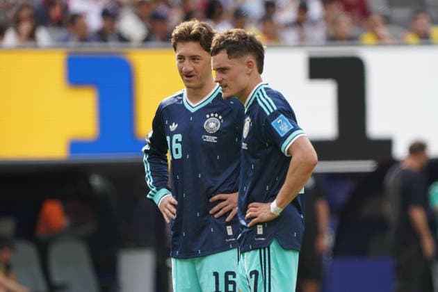 Fussball , Weltmeisterschaft 2026, FIFA WM 2026, Fussball World Cup , Canada USA, Mexico-2026, Ecuador vs Deutschland Ecuador vs Germany Gruppenphase, Gruppen E , 25..06.2026, Metlife Stadium New York-New Jersey angelo stiller Florian Wirtz Deutschland, Germany, GER Aktion Einzelbild, Foto Chai von der Laage FIFA regulations prohibit any use of photographs as image sequences and or quasi-video. EDITORIAL USE ONLY, *** Soccer, 2026 World Cup, FIFA World Cup 2026, Soccer World Cup, Canada, USA, Mexico 2026, Ecuador vs. Germany, Group Stage, Group E, June 25, 2026, MetLife Stadium, New York, New Jersey, Angelo Stiller, Florian Wirtz, Germany, GER, Action, Still Image, Photo by Chai von der Laage. FIFA regulations prohibit any use of photographs as image sequences and or quasi-video. EDITORIAL USE ONLY,