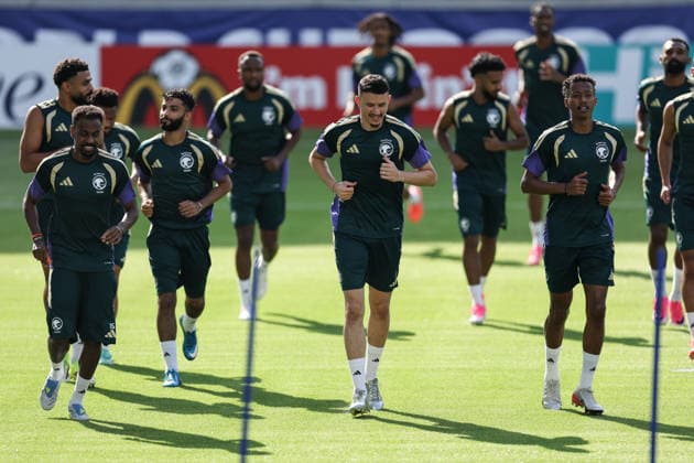 (260626) -- HOUSTON, June 26, 2026 -- Players of Saudi Arabia attend a training session at the FIFA World Cup, WM, Weltmeisterschaft, Fussball 2026 in Houston, the United States, on June 25, 2026. ) (SP)U.S.-HOUSTON-FOOTBALL-FIFA WORLD CUP-TRAINING-SAUDI ARABIA LixMing 
