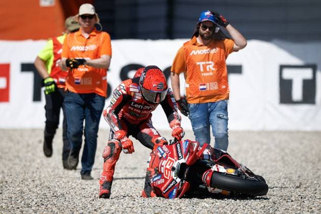 ASSEN - Marc Marquez (SPA) crashed his Ducati during Moto GP practice ahead of the 95th edition of the Assen TT. VINCENT JANNINK ANP xVIxANPxSportx xxANPxIVx 562042054 originalFilename: 562042054.jpg