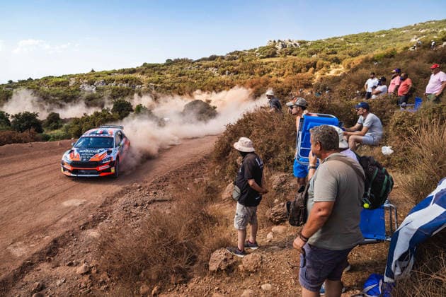 AUTO - WRC, Motorsport Rallye, WM - ACROPOLIS RALLY GREECE 2026 46 Alejandro MAURO, Ariday BONILLA, Skoda Fabia RS, action during the 2026 Acropolis Rally Greece, 8th round of the 2026 WRC World Rally Car Championship, from June 25 to 28, 2026 at Loutraki, Greece - LoutrakiGreece  Copyright: xNikosxKatikisx