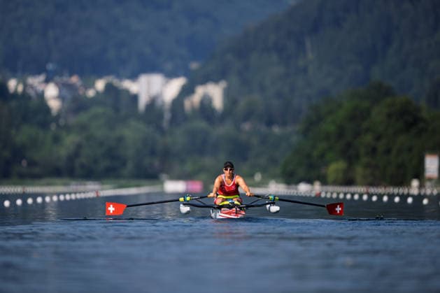 LUCERNE, SWITZERLAND - JUNE 26: Claire Ghiringhelli of Switzerland competing in the Pr1 Women s Single Sculls during the Lucerne Regatta - World Rowing Cup III at the Rotsee on June 26, 2026 in Lucerne, Switzerland. Lucerne Switzerland Copyright: xBEAUTIFULxSPORTS TobiasxLacknerx