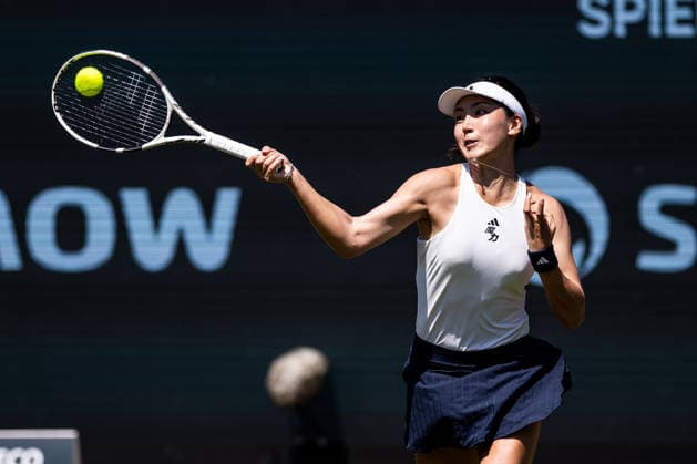 BAD HOMBURG, GERMANY - JUNE 26: Xinyu Wang (CHN) during the Bad Homburg Open powered by Solarwatt Singles match between Xinyu Wang (CHN) vs Naomi Osaka (JPN) at Kurpark Bad Homburg on June 26, 2026 in Bad Homburg, Germany. Hessen Germany Copyright: xSteffiexWunderlx